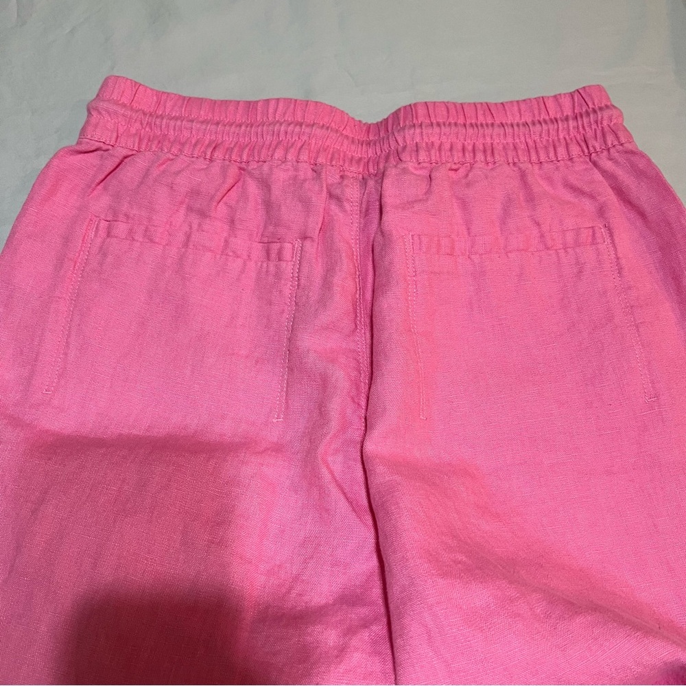Athleta Retreat 100% Linen Wide Leg Pants Pink Side Slit Resortwear Small Petite - Picture 6 of 13